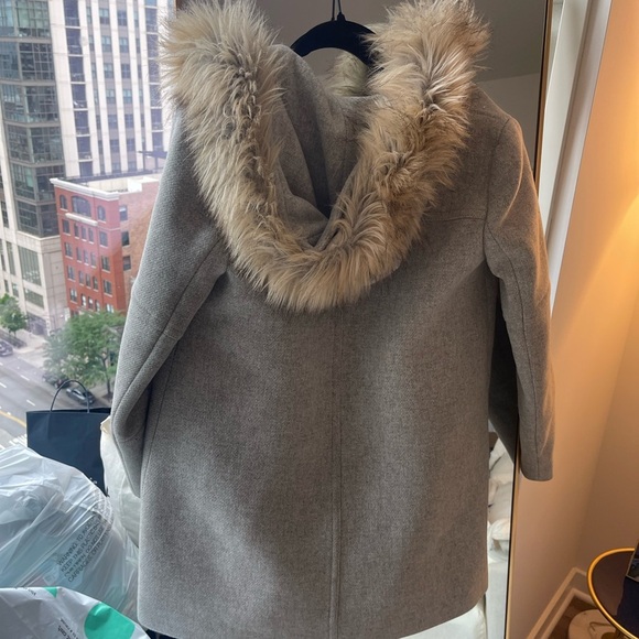 J Crew Statiun Cloth Gray Hooded Women's Coat Italian Wool - Picture 10 of 12